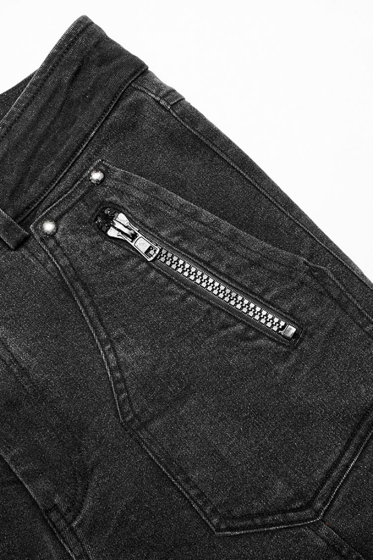 Steampunk Studded Skull Buckle Trousers for Men