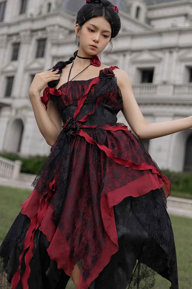 Wabi Sabi Stitched Irregular Asymmetric Gothic Lolita JSK Dress in 3 Colors