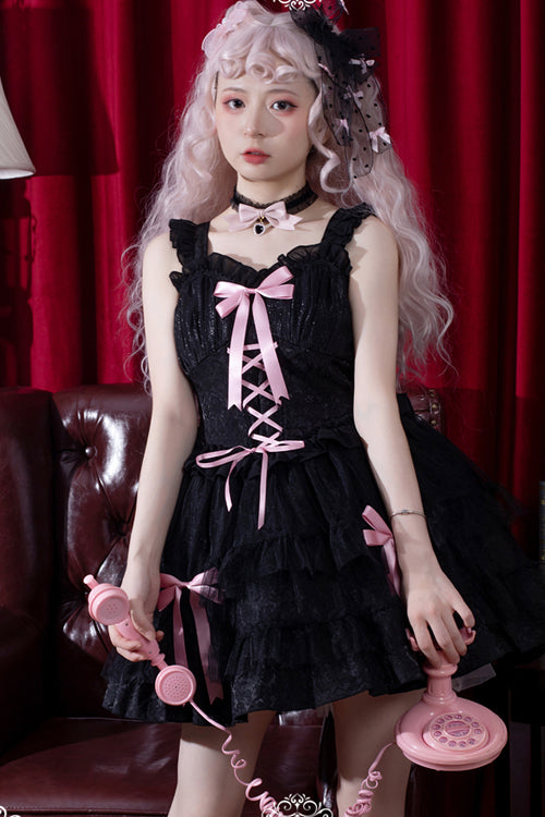 Romance Overture Frill Bow High-Waist Sweet Lolita Jumper Dress