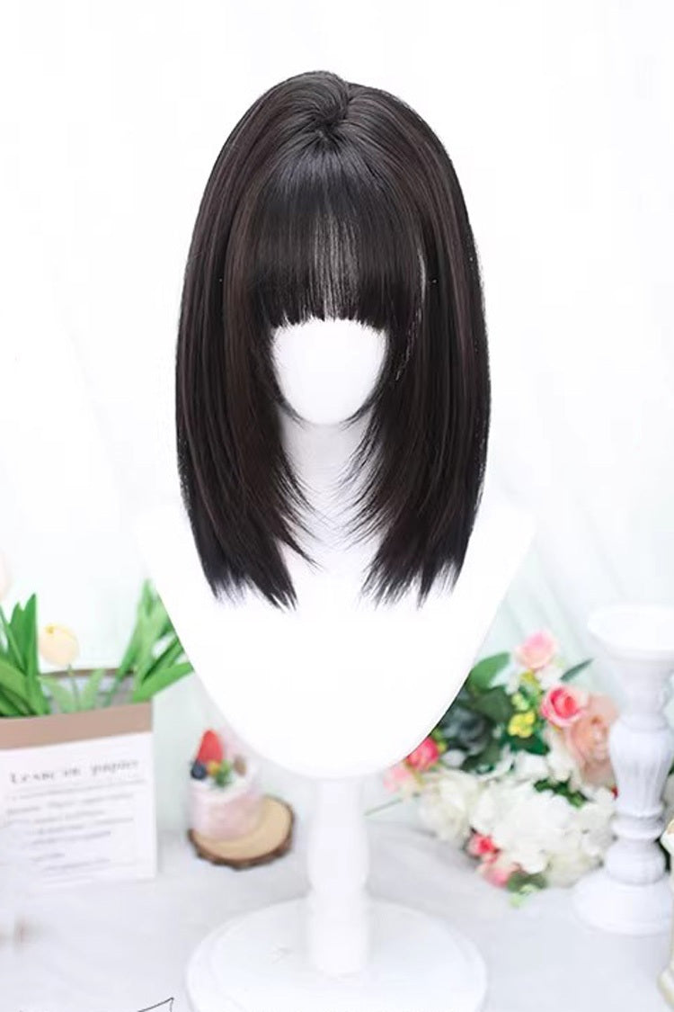 Sweet Lolita Wig - Medium Straight with Light Airy Bangs - Dual Tones