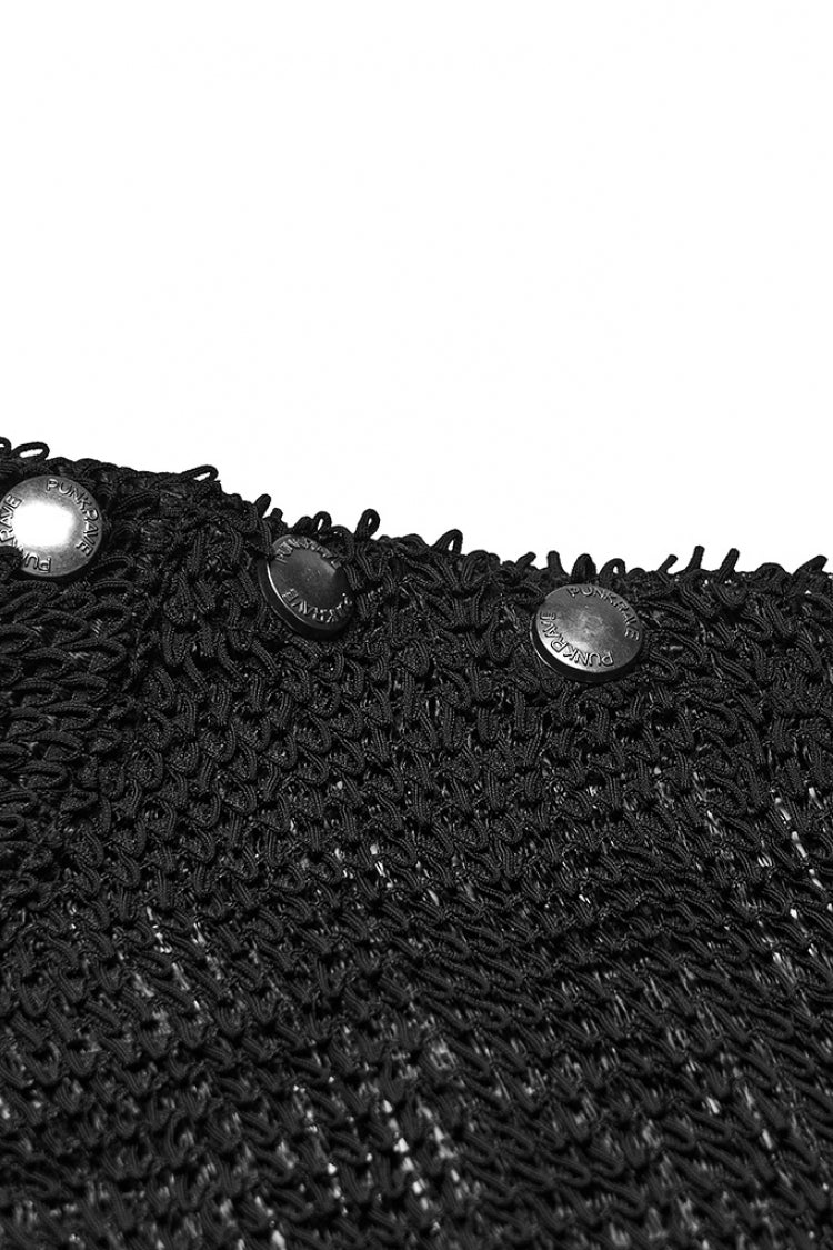 Punk Eyelet Mesh Tee for Men with Extended Sleeves