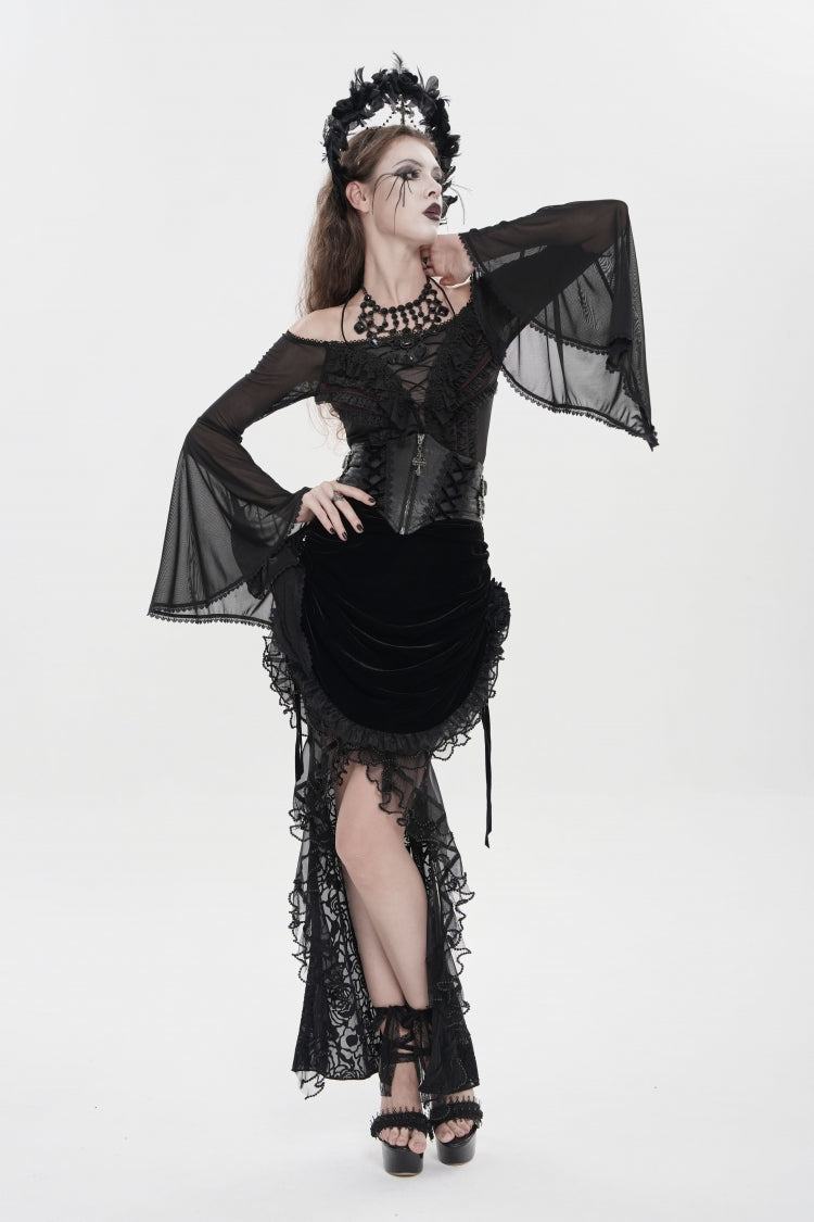 Women's Gothic Zip Girdle Accessory with Crochet Lace-Up, Slim Fit and Zipper