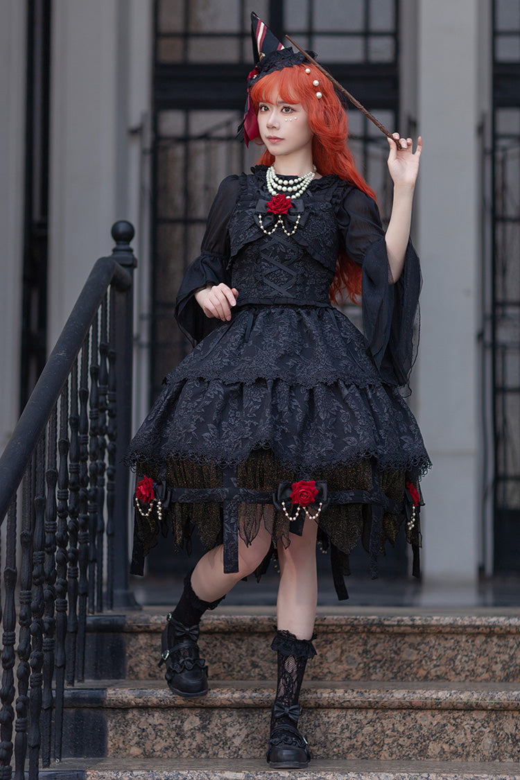 Double-Layered Ruffle Lace Gothic Skirt - Apprentice Witch