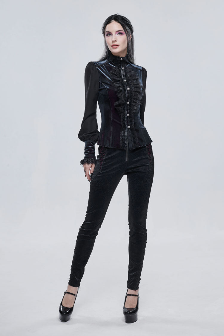 Metal Zipper High-Waist Gothic Trousers