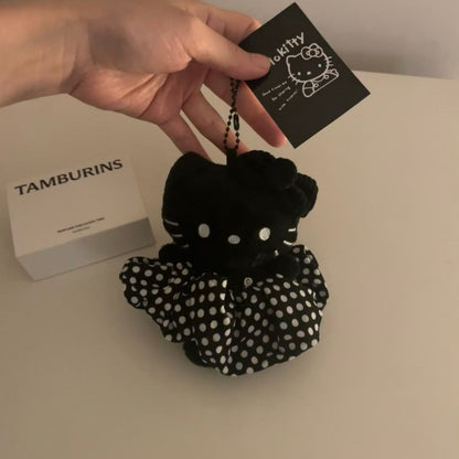 Porte-clés Chaton en robe à pois noirs KI677