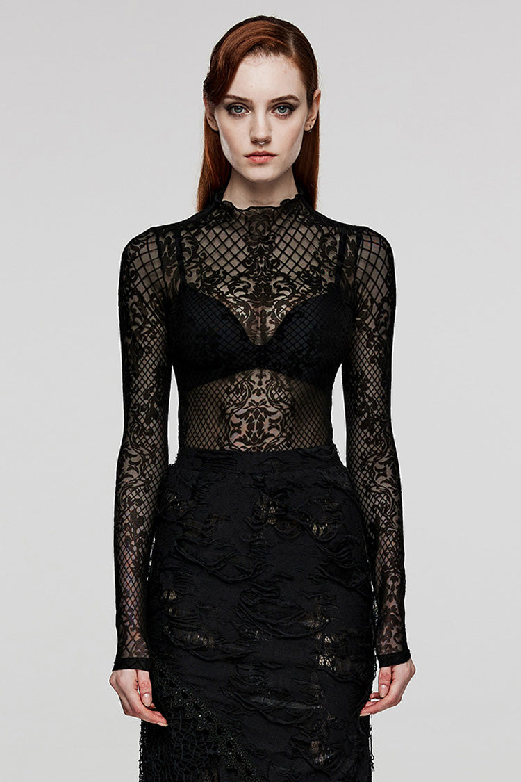 Mesh Gothic Blouse for Women with Extended Sleeves
