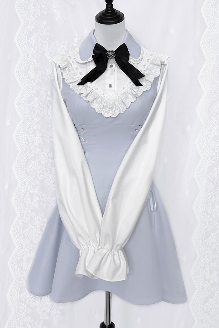 Bowknot Lace-Up Sweet Jirai Kei Dress with Long Sleeves