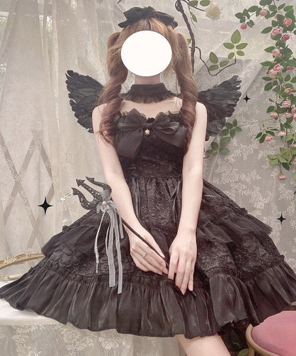 Angel Assembly Lolita Dress - All Black / S - dress