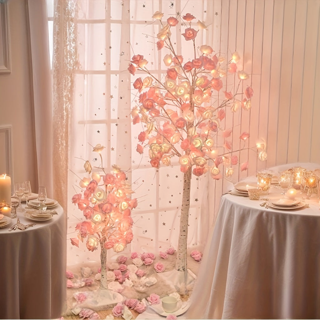 Kawaii artificial pink rose sakura cherry blossom led floor tree