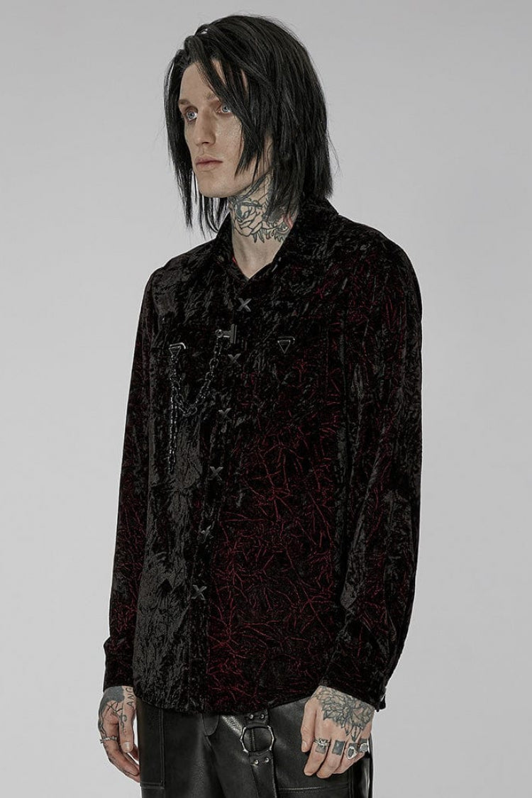 Steampunk Men's Blouse with Stand Collar and Detachable Chain - Two Variants