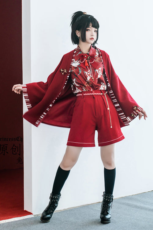 Scarlet Ouji Shorts with Rabbit Motif