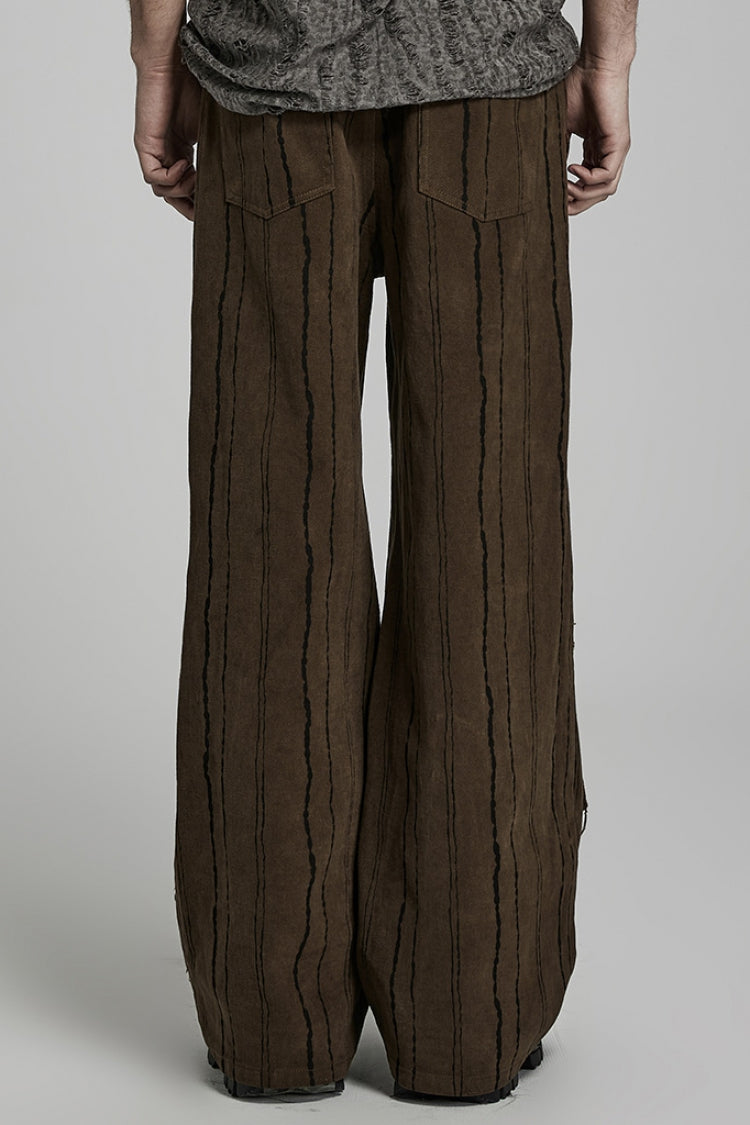 Steampunk Men's Ripped Straight Pants with Metal Rivets and Mesh - Two Tones