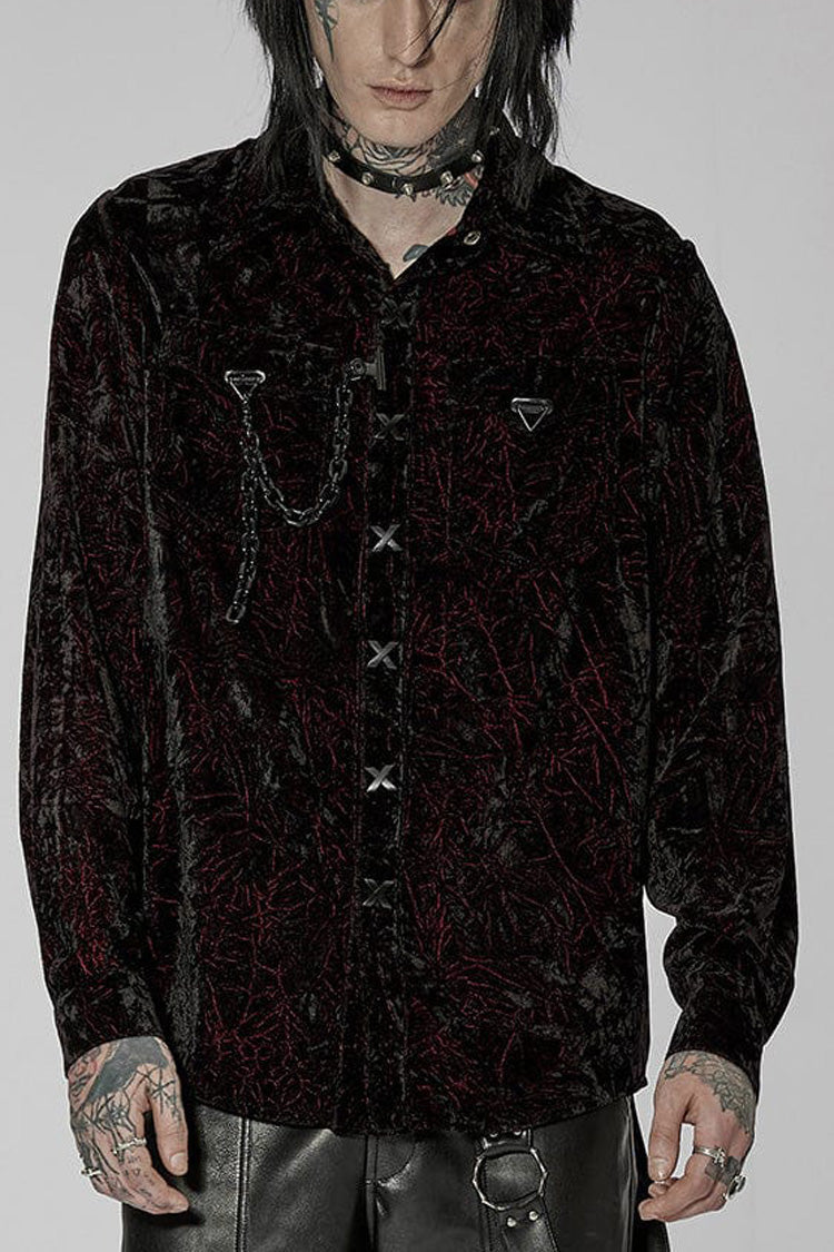 Steampunk Men's Blouse with Stand Collar and Detachable Chain - Two Variants