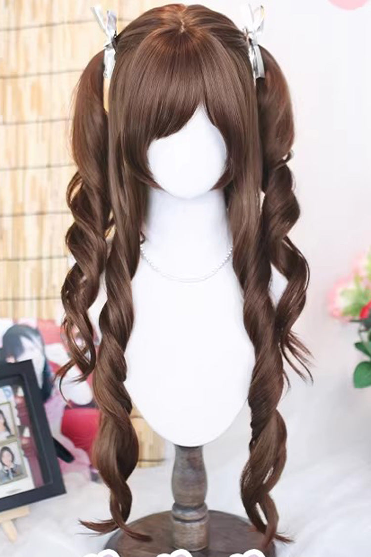 Warm Brown Long Curls Hair Sweet Japanese Lolita Wig