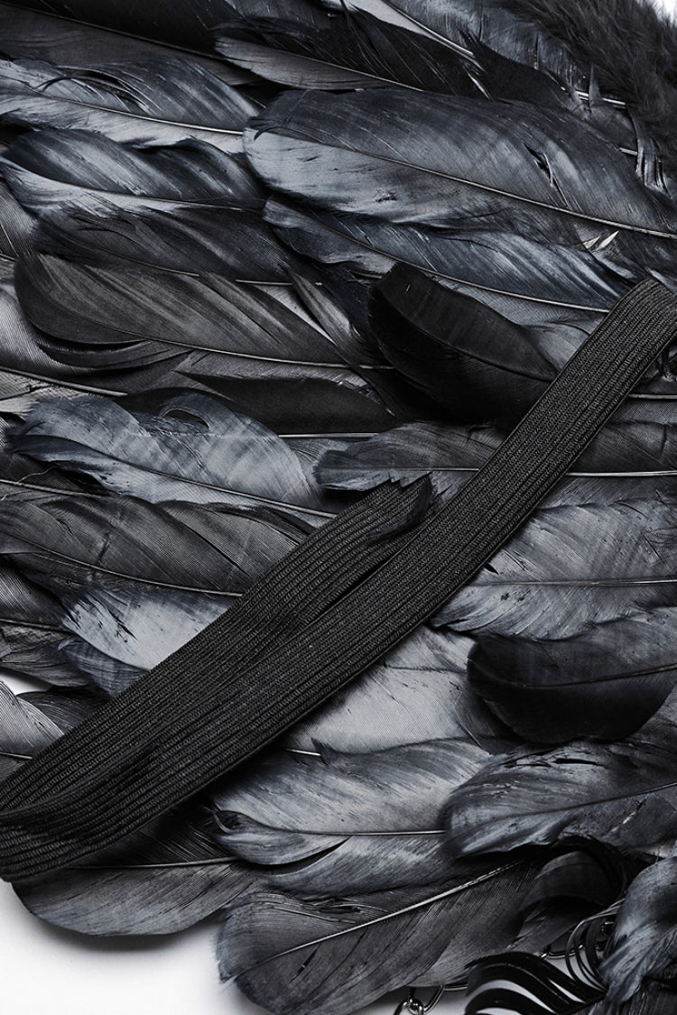 Women's Steampunk Feather Wing Harness with Artificial Leather Stitching in 2 Colors