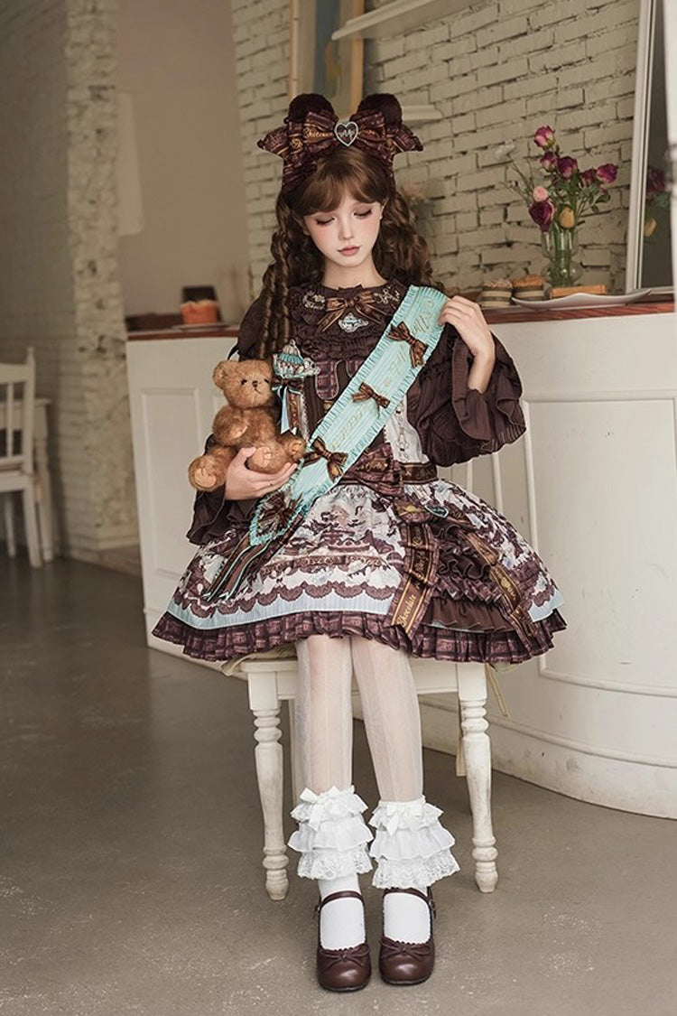 Asymmetric Sweet Lolita Strap Dress with Ruffle Side Cardigan