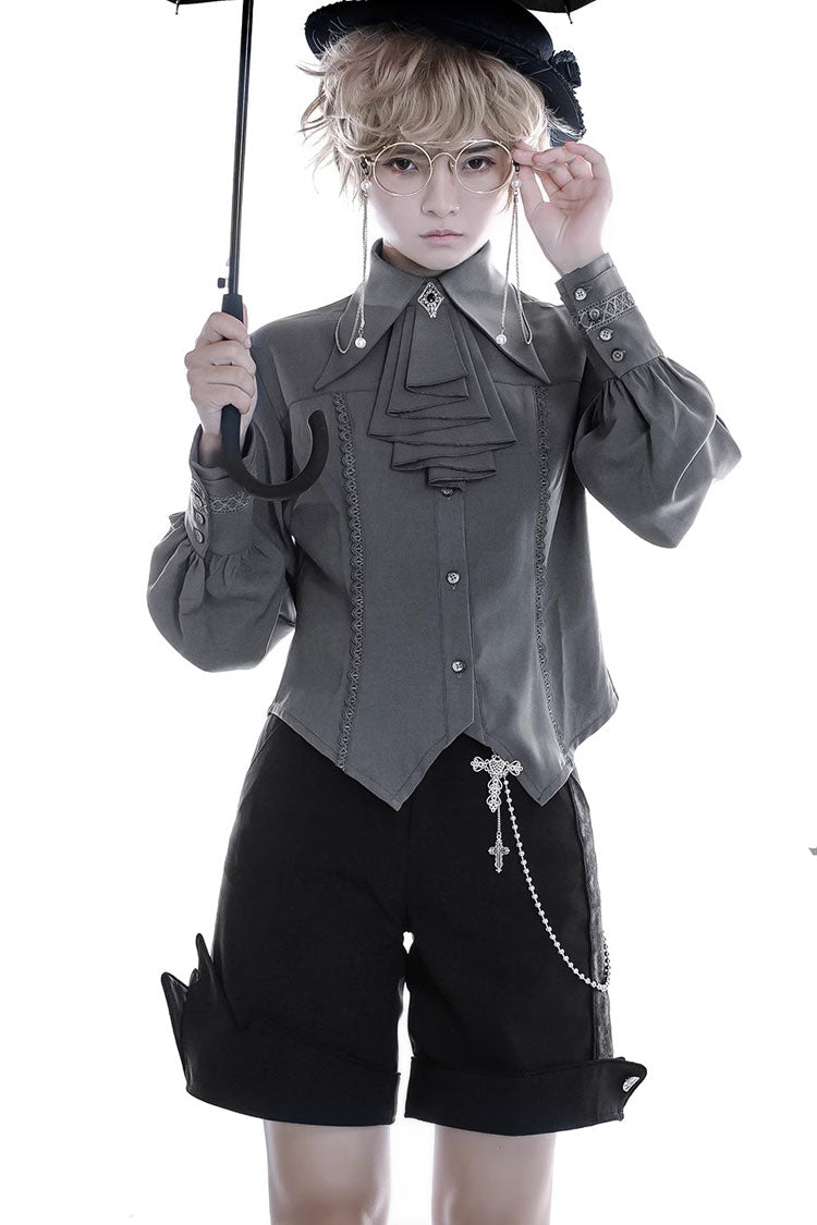 Ouji Lolita Shirt with Lamb Print - Long Sleeve - Triple Color Options