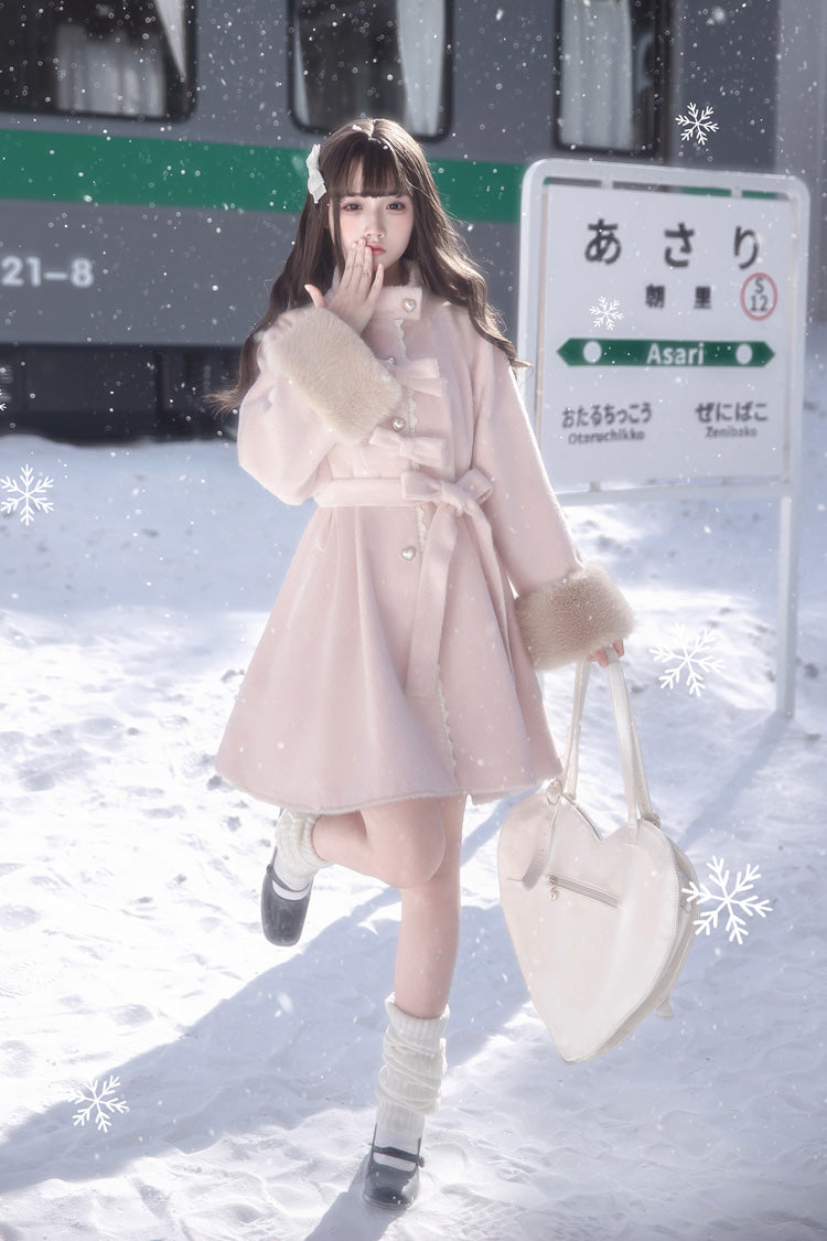 Bella SP Stand Collar Bow Coat Cloak, Long Sleeves Sweet Lolita Outerwear