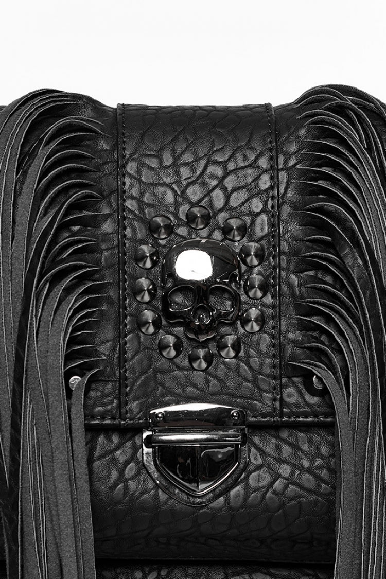 Gothic Bag with Studs and Tassels in Faux Leather
