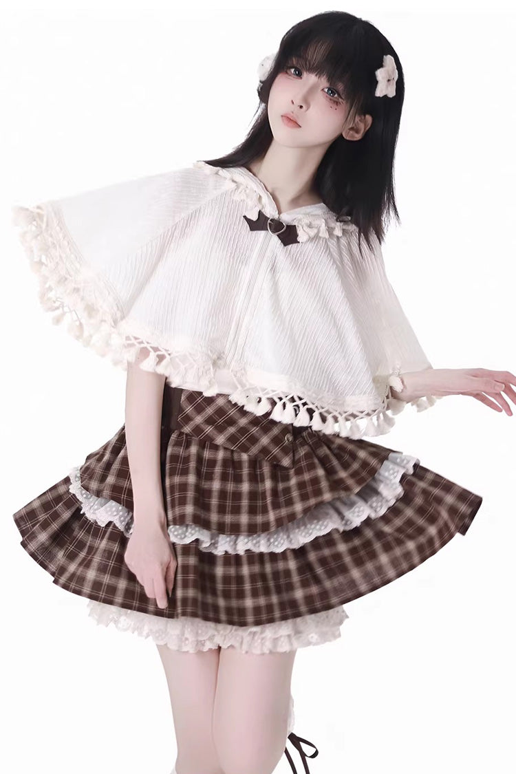Sweet Lolita Skirt with Double-Layered Ruffles and Lace Splicing