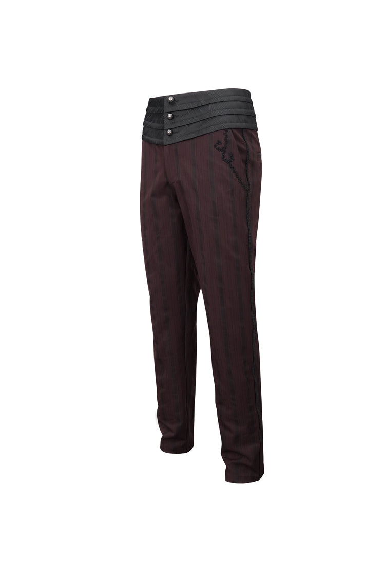 Scarlet Textured Gothic Pants with Striped Weave and High Waist