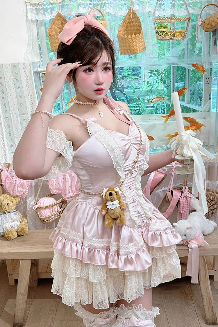 Ballet Cat Ruffle Bowknot Lace JSK, Multi-Layered Sweet Ballet Lolita Dress