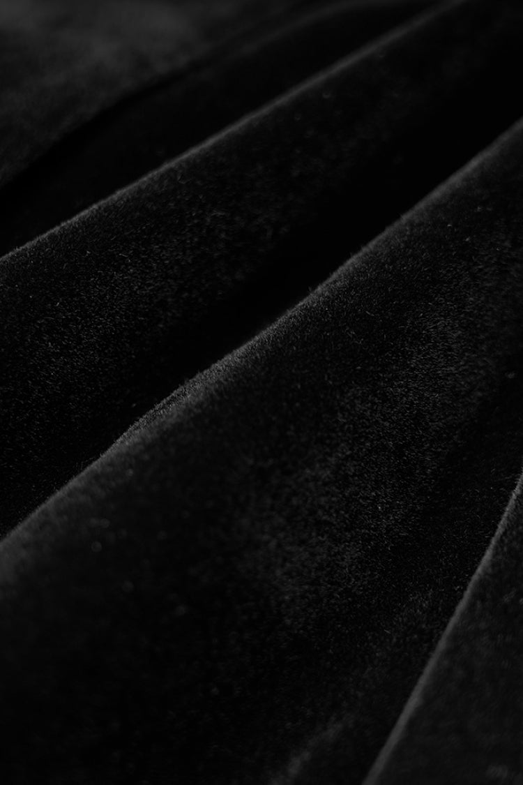 Gothic Buckle-Trimmed Hooded Cloak with Extended Sleeves