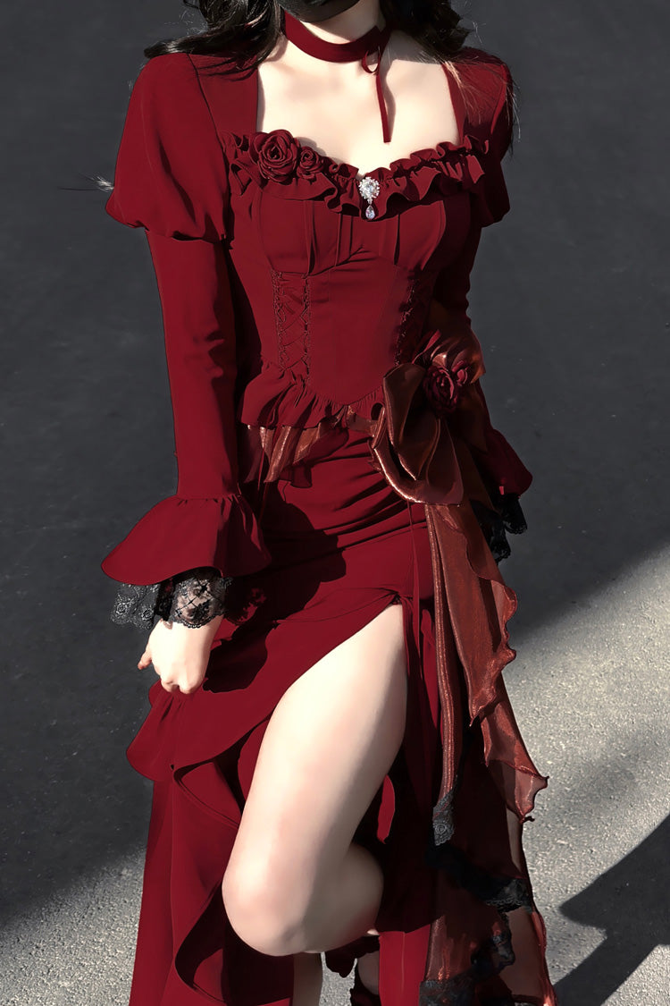 Ruby Mermaid Silhouette Lolita Dress with Bow Details