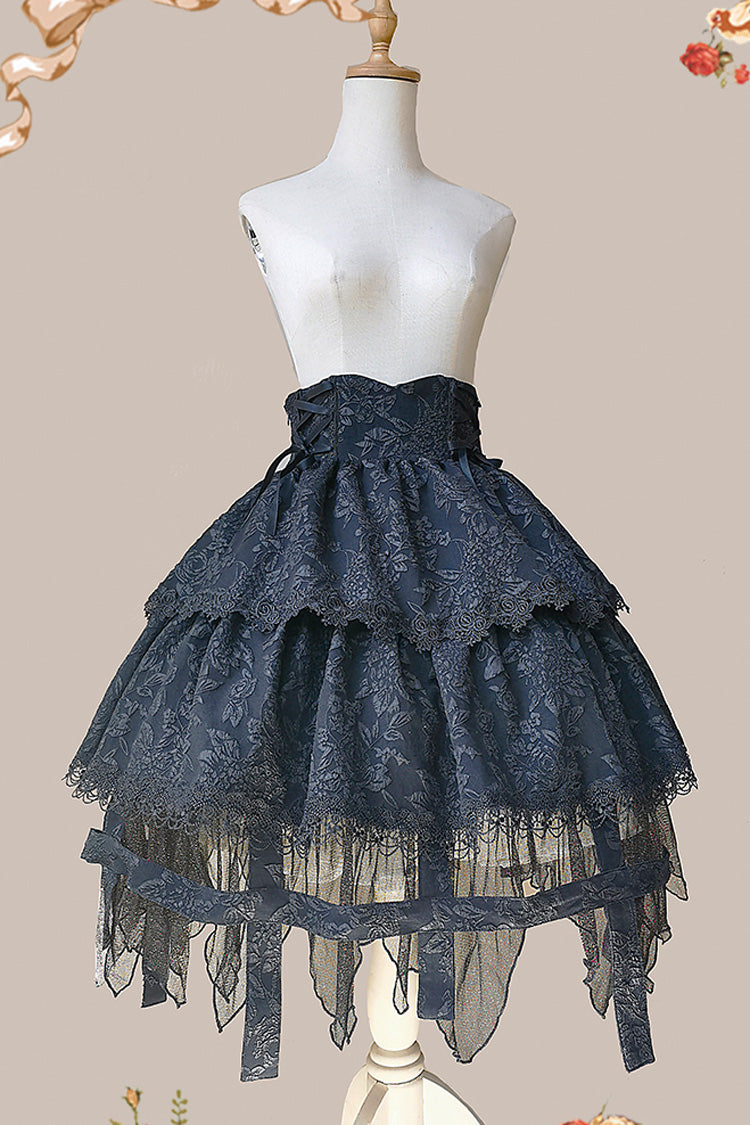 Double-Layered Ruffle Lace Gothic Skirt - Apprentice Witch