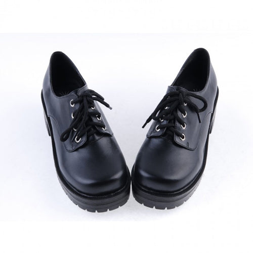 Lolita Platform Shoes with Round Toe and Military Design