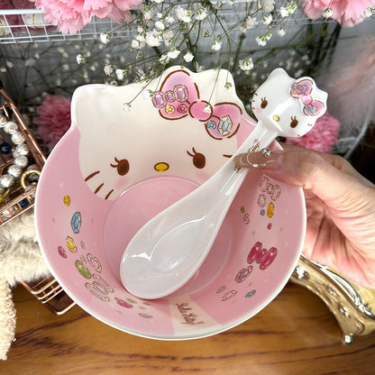 Pink Kitty Fairy Bowl and Spoon KI542