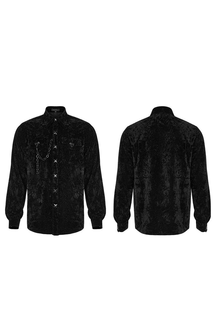 Steampunk Men's Blouse with Stand Collar and Detachable Chain - Two Variants