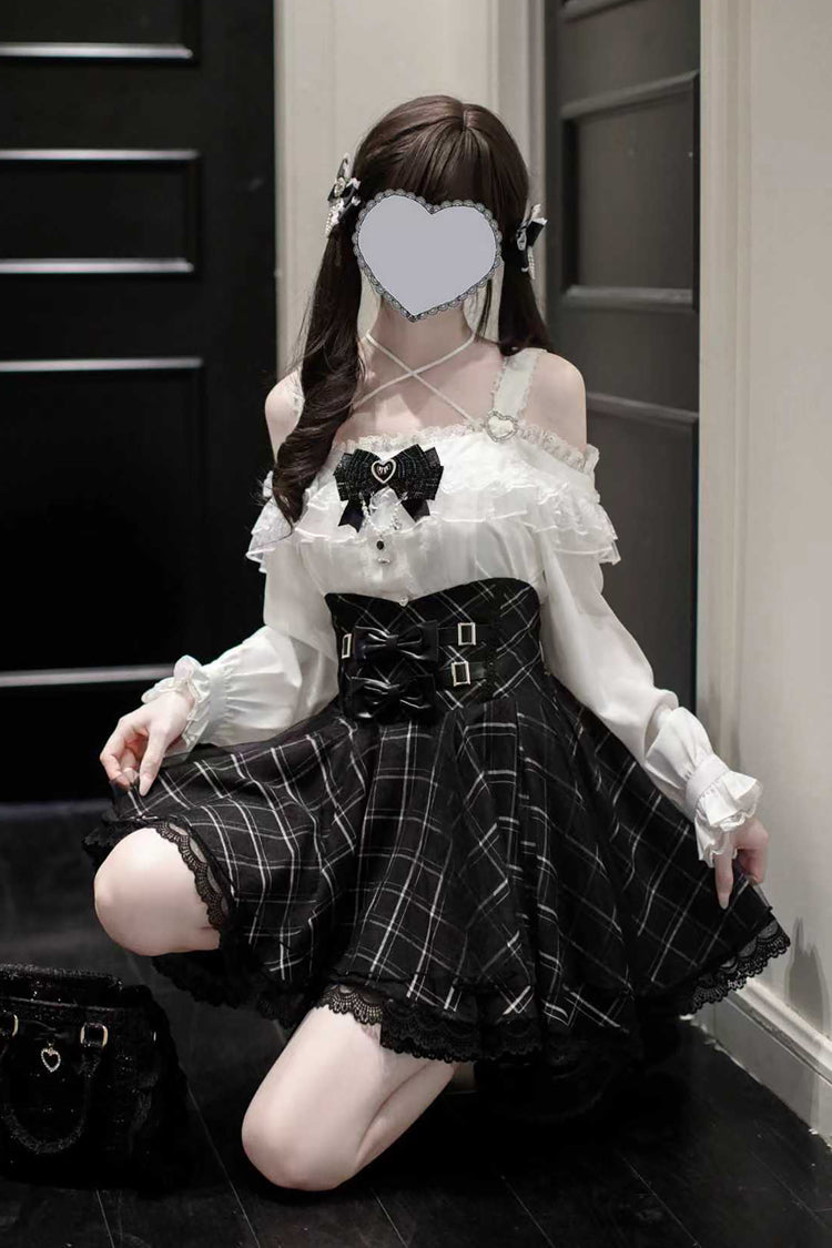 Bow-Detailed Tartan Jirai Kei Japanese Skirt