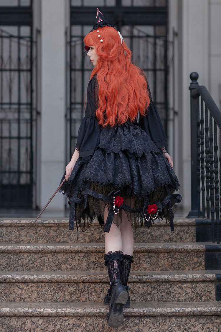 Double-Layered Ruffle Lace Gothic Skirt - Apprentice Witch
