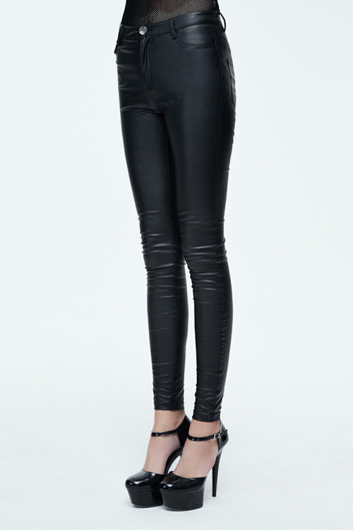 Slim Fit Leather Pants for Women in Classic Black