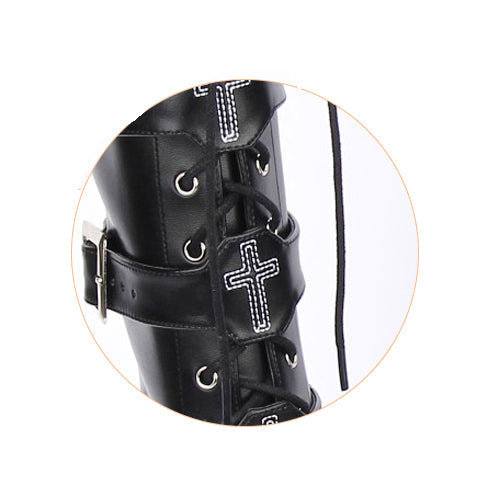Lolita Boots with High Platform and Cross Adornment