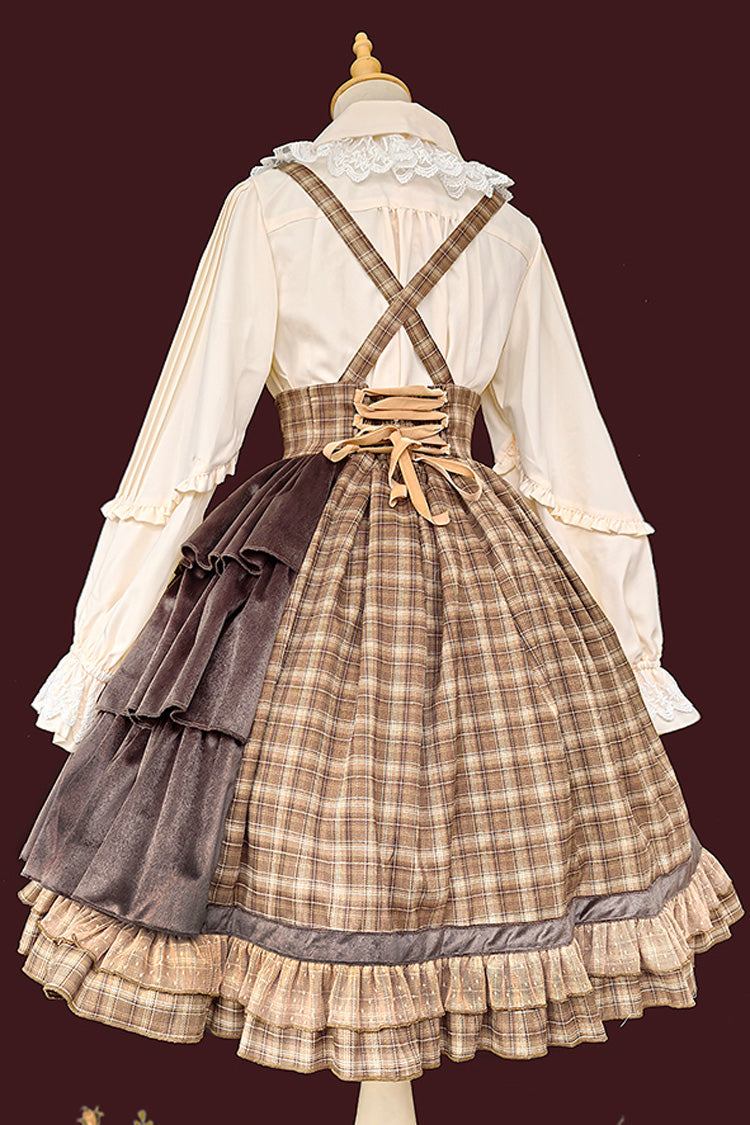 Chocolate High Waist Asymmetric Ruffle Strap Dress - Morning Tune