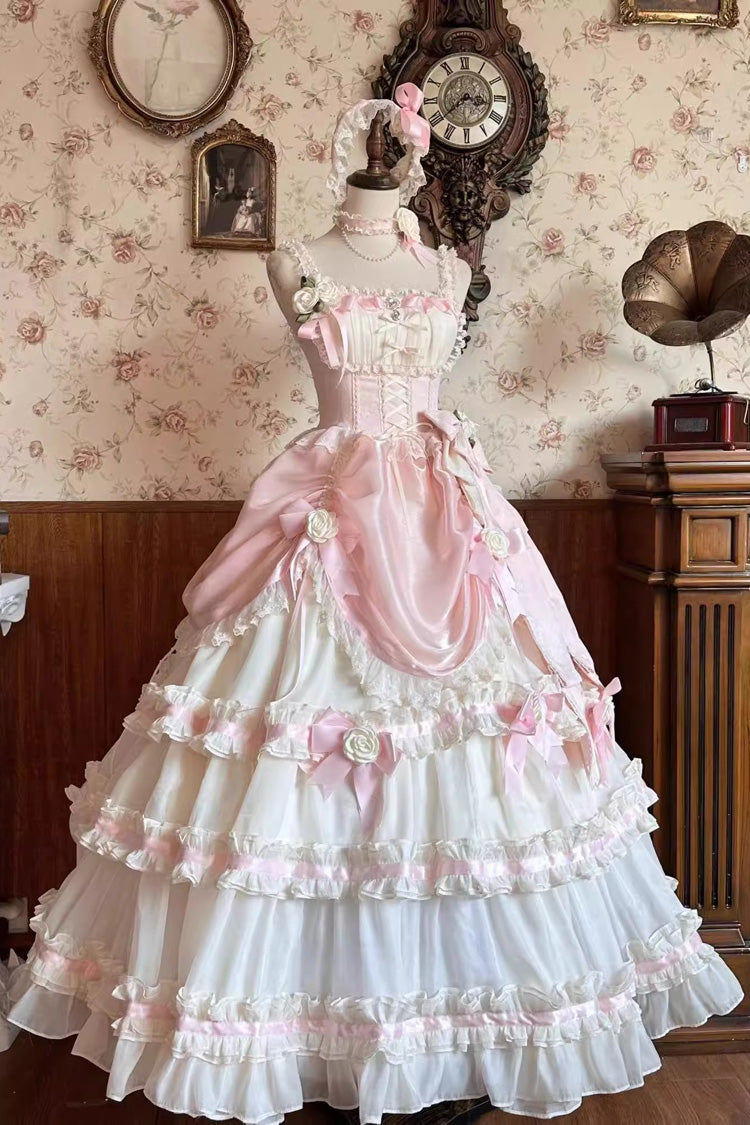 Multi-layer Ruffle Hanayome Bowknot Sweet Princess Gorgeous Long Lolita Jsk Dress