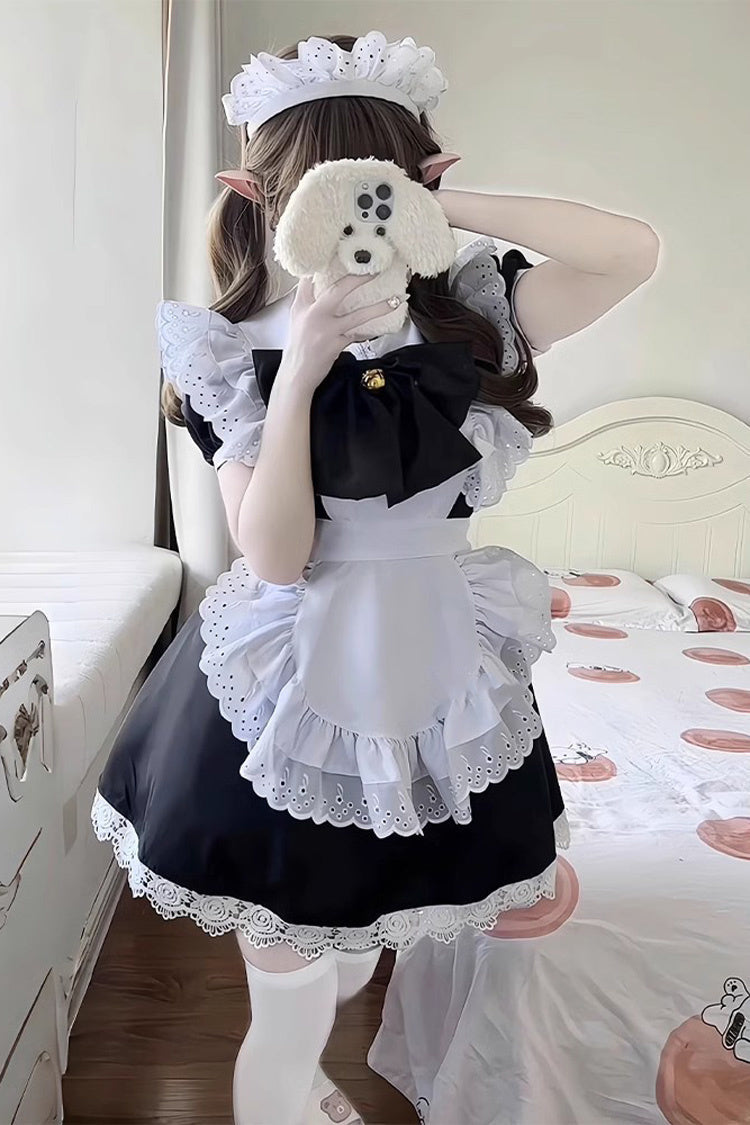 Sweet Plus Size Lolita Dress Set with Ruffles and Bowknot - Maid Style - Two Tones