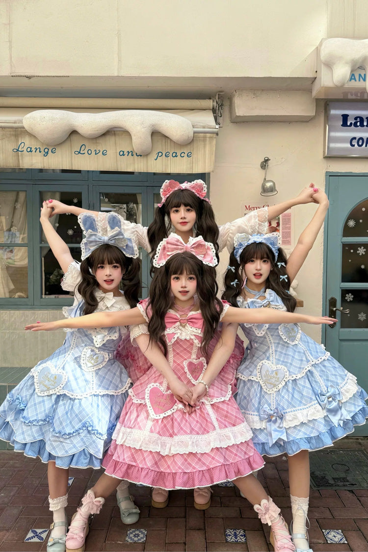 Candy Cream Puff Strawberry Cake Multi-Layer Ruffle Bow Plus Size Princess Lolita Dress 2 Styles