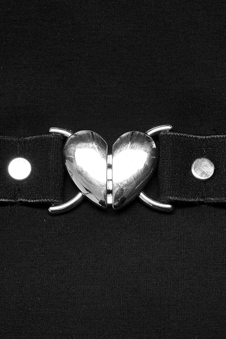 Slim Punk Vest with Metal Heart Buckle Strap
