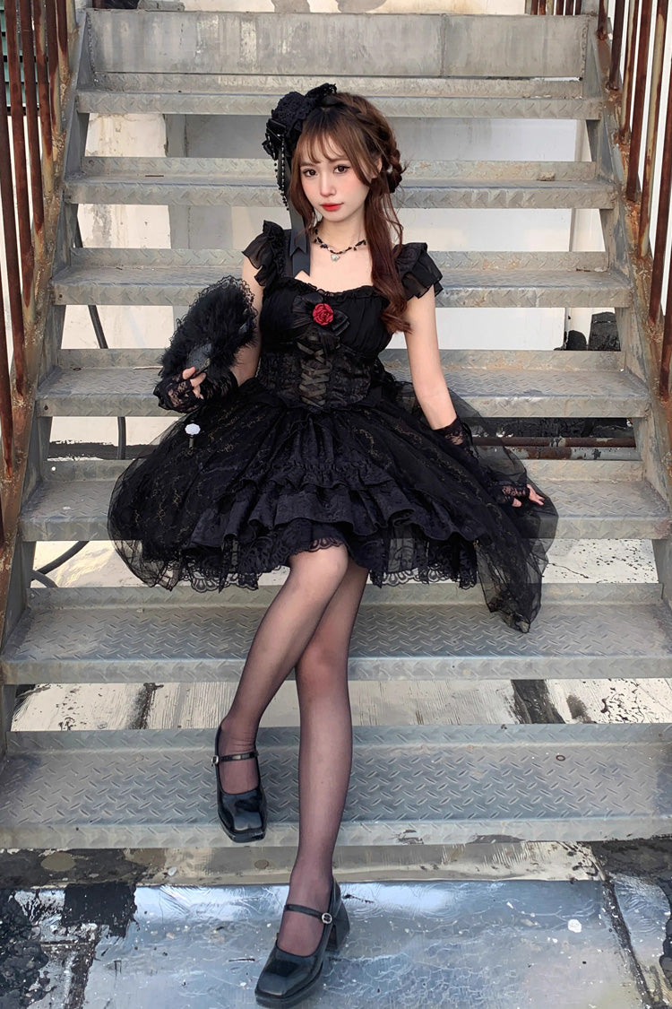 Princess Lolita Dress with Rose Bow Accents