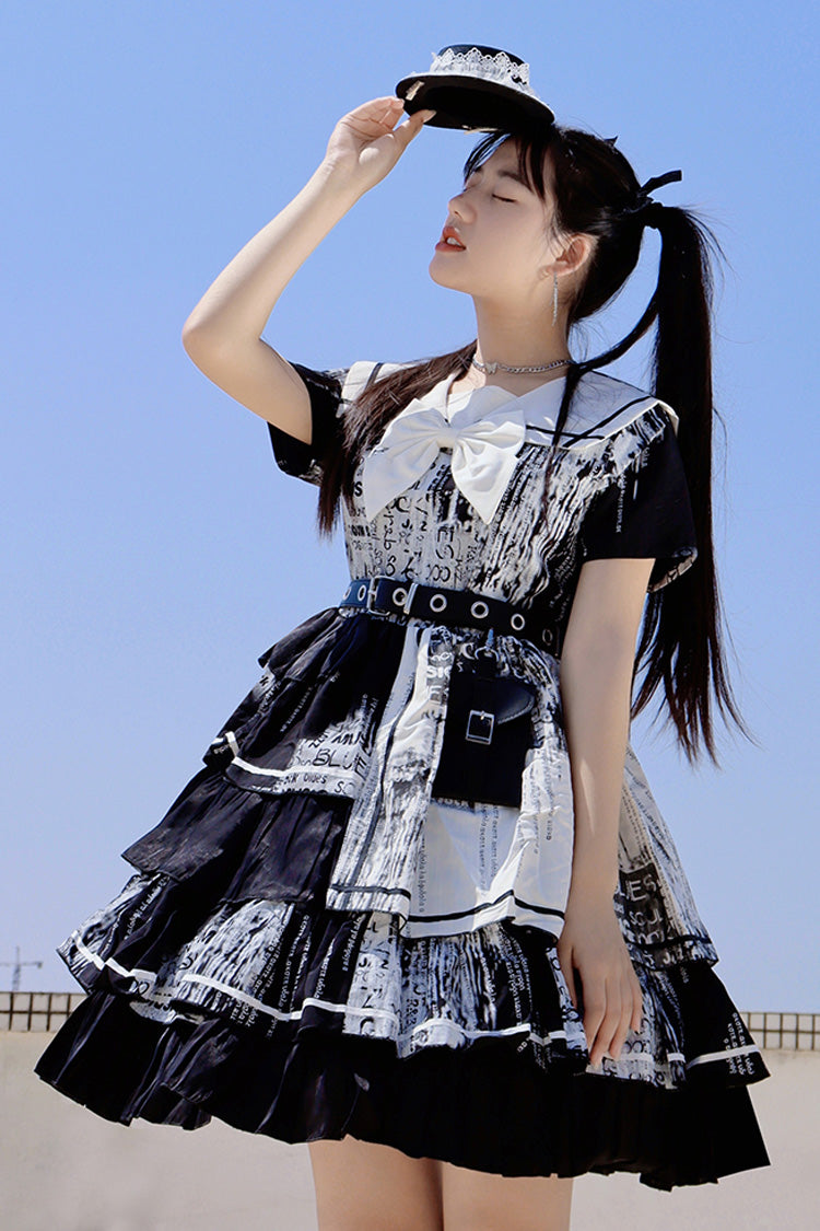 Asymmetric Punk Lolita Dress with Multi-Layered Ruffles