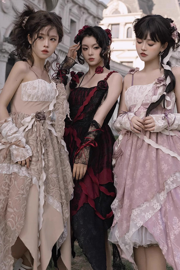 Wabi Sabi Stitched Irregular Asymmetric Gothic Lolita JSK Dress in 3 Colors