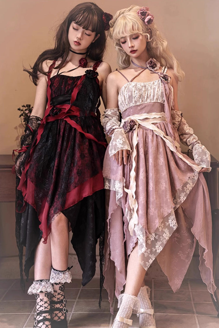 Wabi Sabi Stitched Irregular Asymmetric Gothic Lolita JSK Dress in 3 Colors