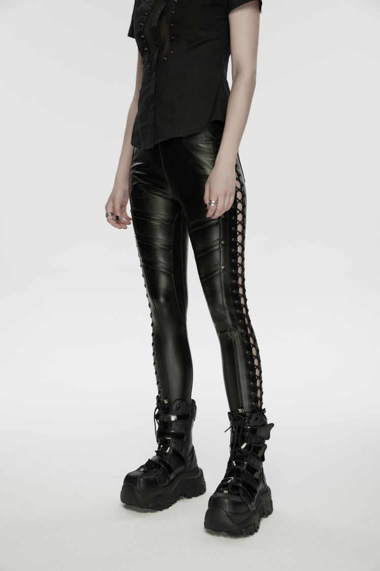 Punk Drawstring Leggings with Studs