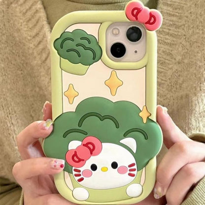 Coque de téléphone à motif de chat vert brocoli KI684