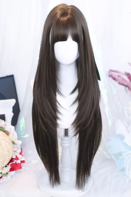 Sleek Straight Air Bangs Japanese Style Lolita Wig - 3 Shades