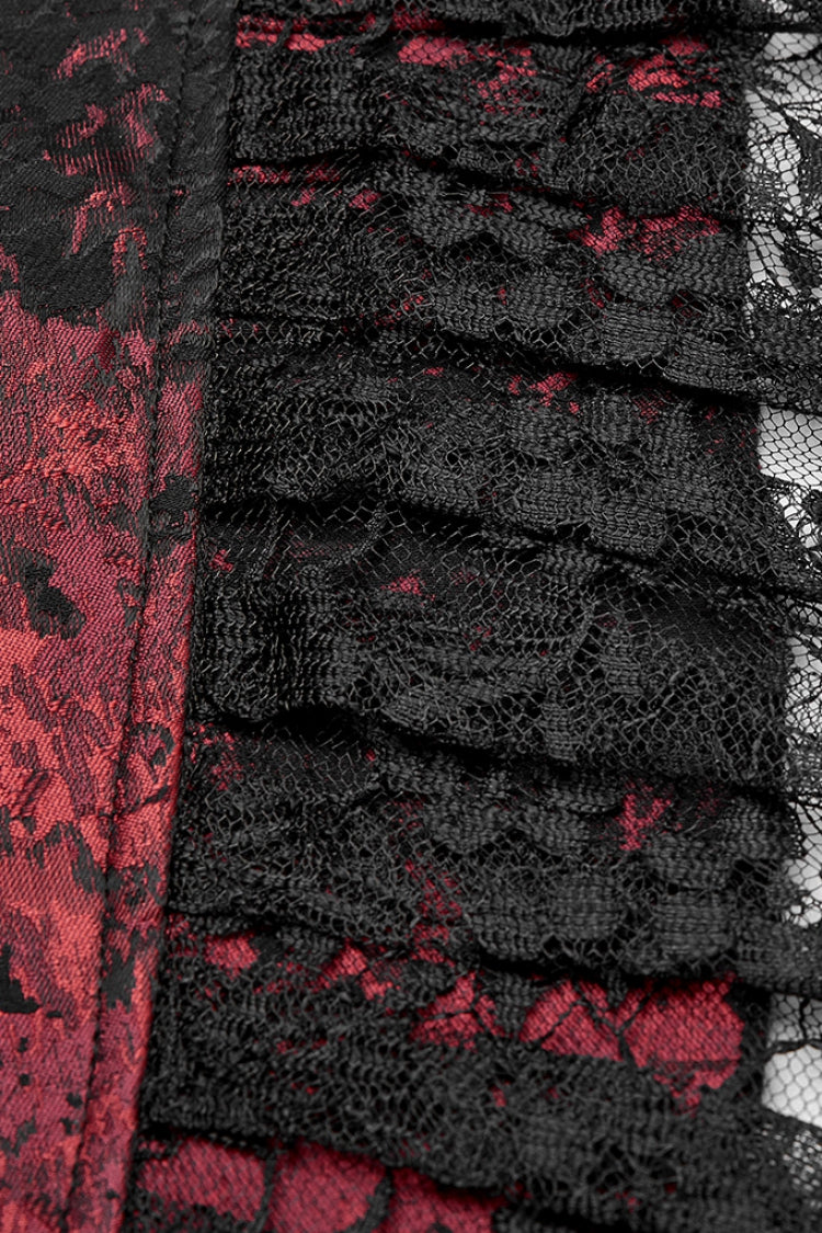 Crimson & Noir Long Sleeve Lace Elegant Men's Vintage Tuxedo Coat
