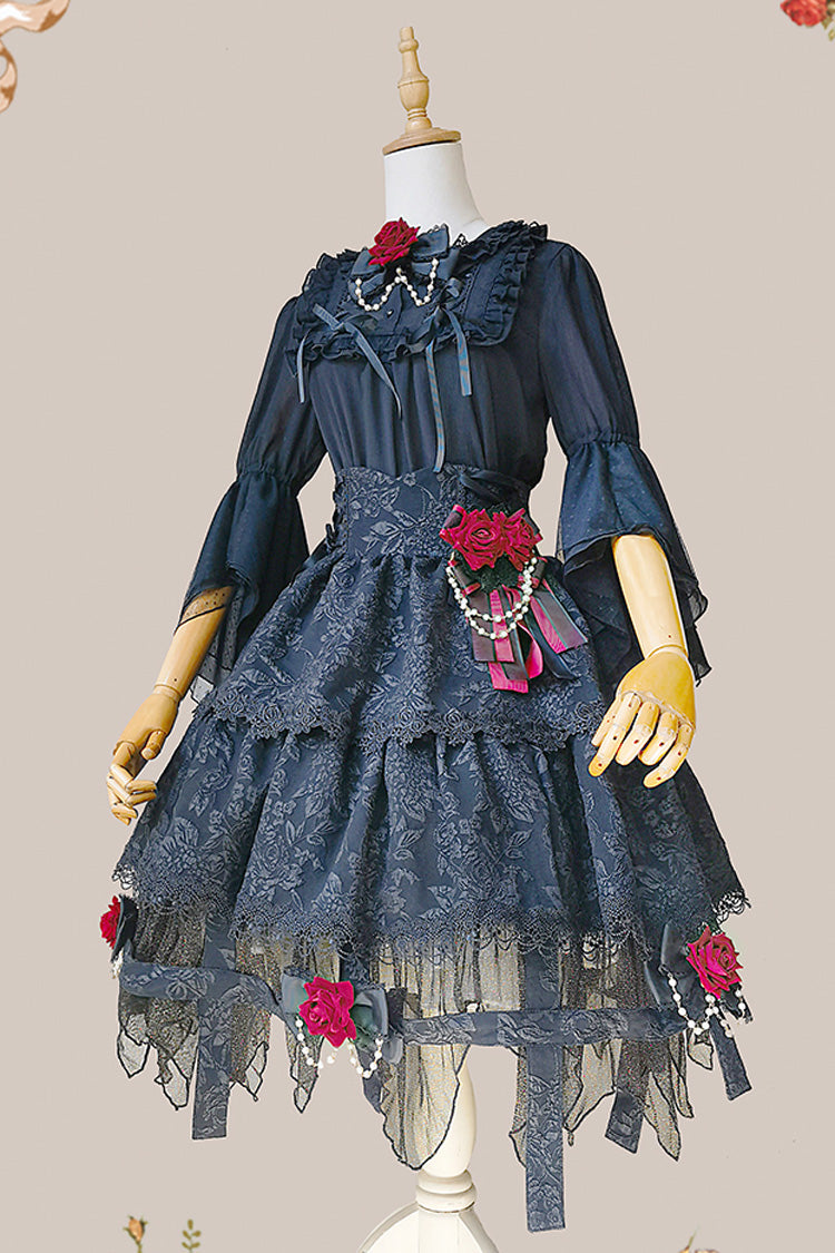 Double-Layered Ruffle Lace Gothic Skirt - Apprentice Witch